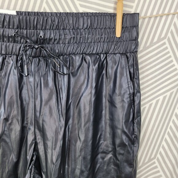 NEW Ophelia Roe Faux Leather Plus 2X Plus Black Stretch Waist Pleather Jogger - Picture 3 of 9